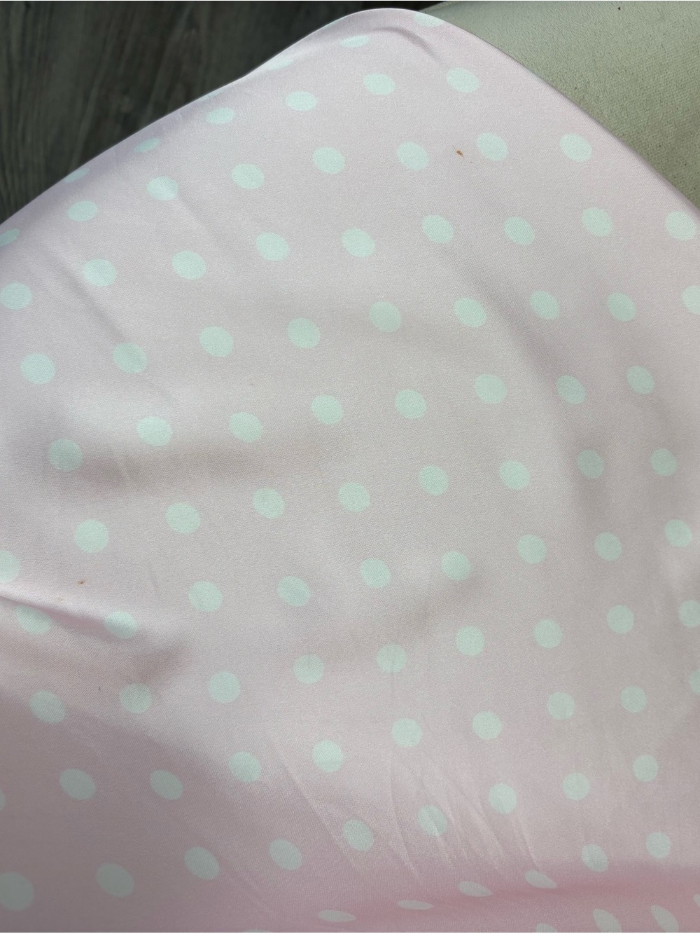LoveShackFancy manuela Pale Pink Polka Dot Satin Slip Dress with White Lace - Picture 7 of 8